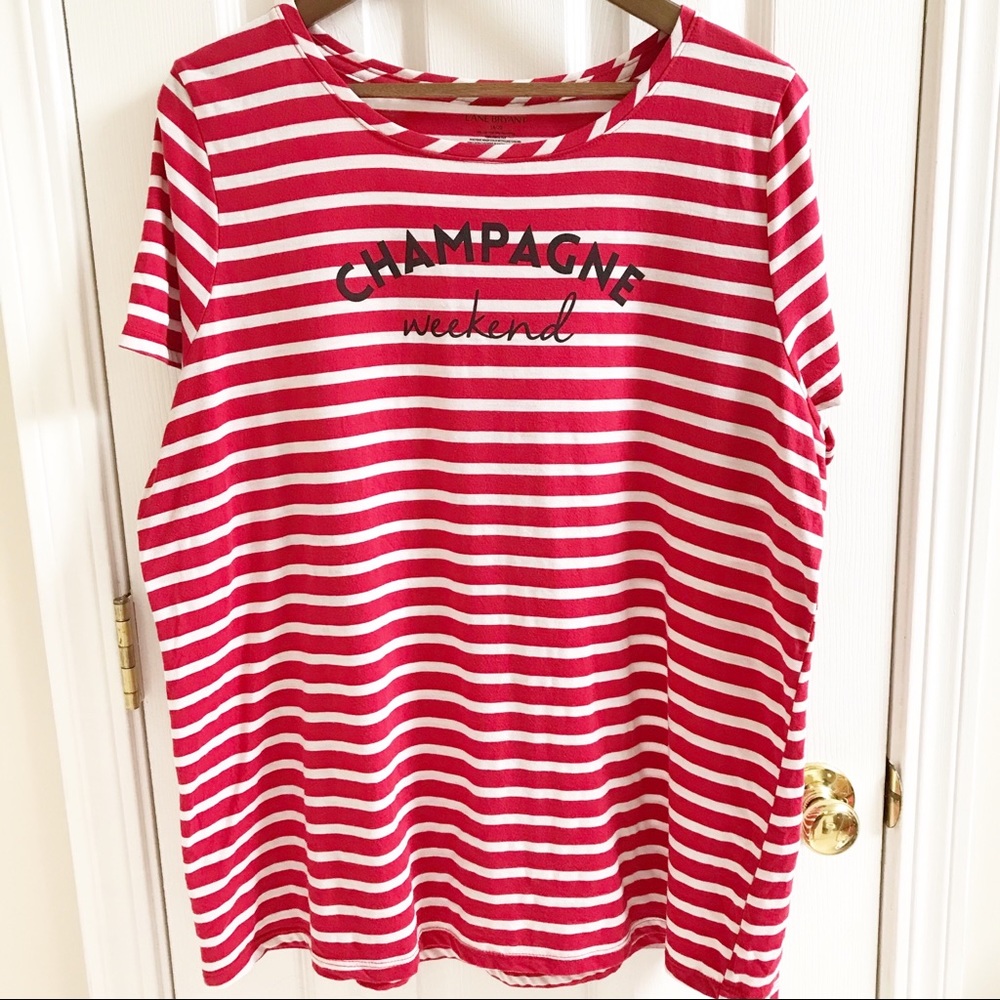 LANE BRYANT Champagne Weekend Red Striped Tee